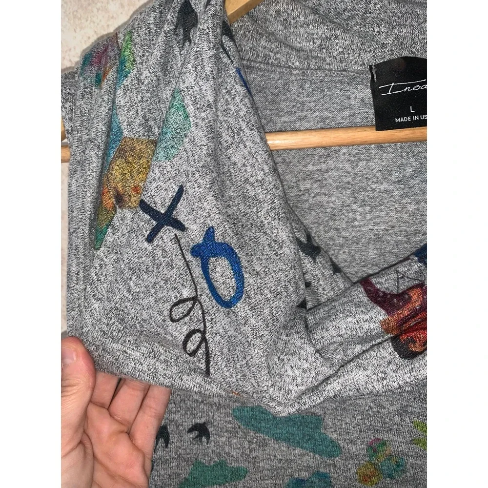 INoah Womens Cowl Neck Sleeveless Tunic Gray School Bus, Statue of Liberty Sz Lg